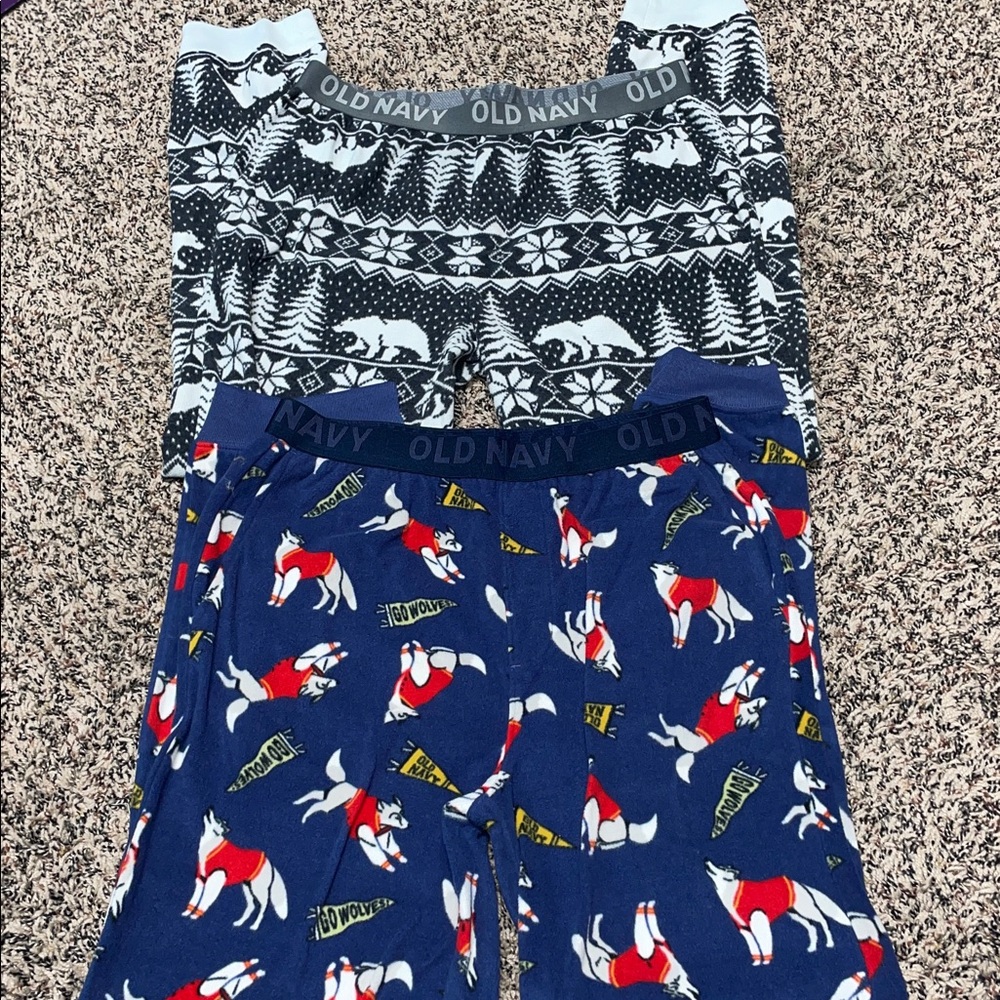Old Navy Kids Pajama Bottom Bundle Fleece Logo Cozy Sleep Pants Sz XL (14) | GUC - Picture 2 of 4